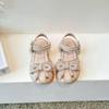 Детские летние сандалии для девочек, туфли принцессы с бабочкой для вечеринки, свадьбы, мягкая подошва, детские туфли с полыми носками и жемчугом