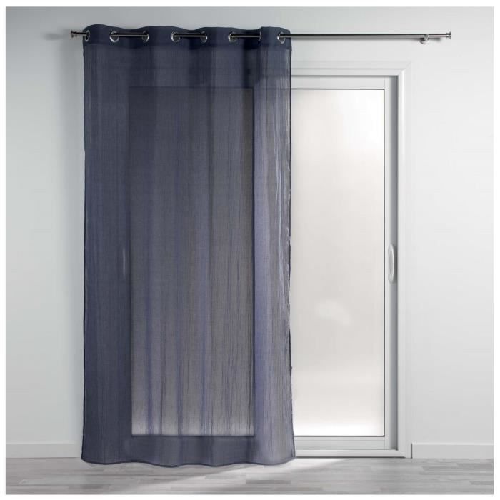 Voilage - Mitsy - Bleu marine - 140 x 240 cm - Poly coton - Œillets métal