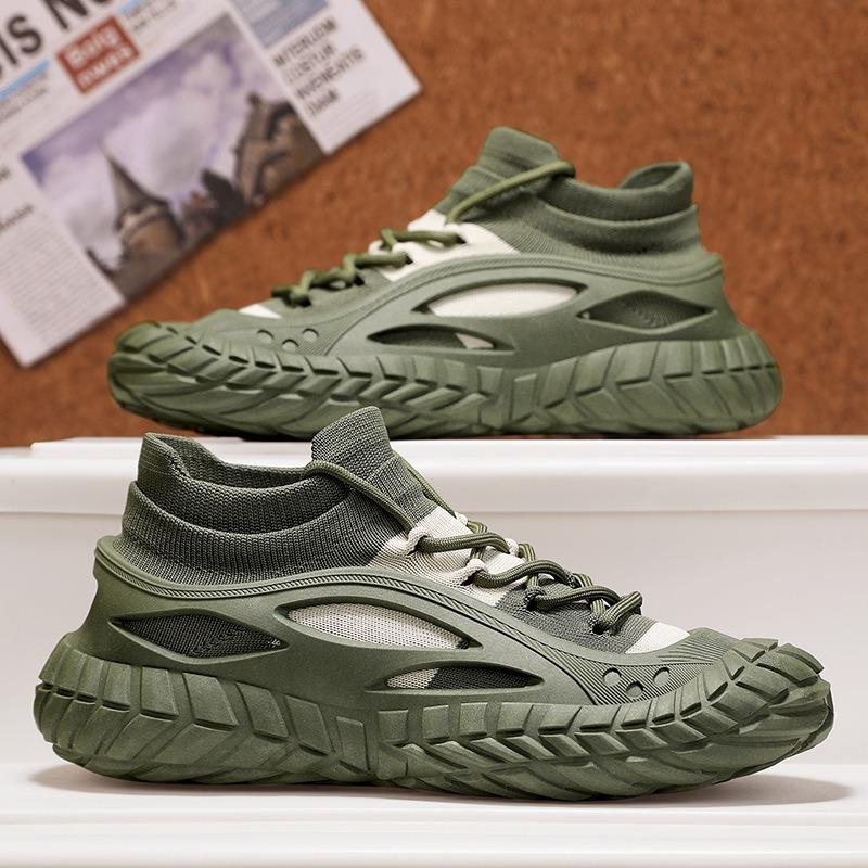 Весенняя новая мужская спортивная обувь, обувь из летящего трикотажа, обувь-носки, ленивая обувь на одной педали, универсальная повседневная обувь