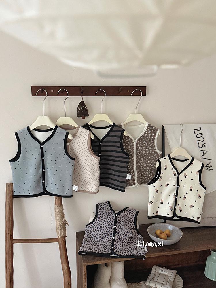 88301 Kids' Fashionable Fleece Vest - 2025 Autumn/Winter Warm Sleeveless Jacket