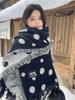 Модный женский зимний вязаный шарф-платок в ретро-горошек, повседневный, преппи, с кисточками, для леди, толстый шаль-накидка, новый, корейский