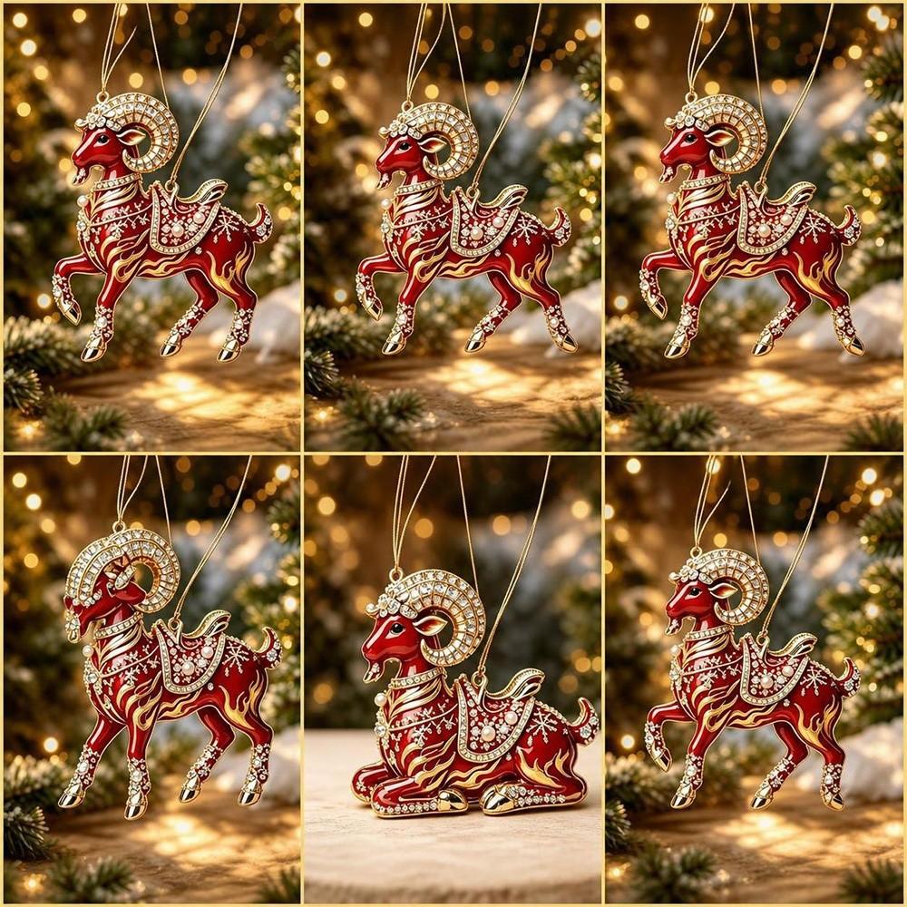 Acrylic Goat Pendant Shining Animal Hanging Decoration Zodiac Goat Souvenir Holiday Party Decor