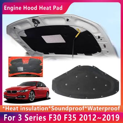 Звукоизоляционные хлопковые коврики для BMW 3 серии MK6 F30 F35 2012~2019 Теплозащитные коврики капота Автомобильные аксессуары 2013 2015 2018