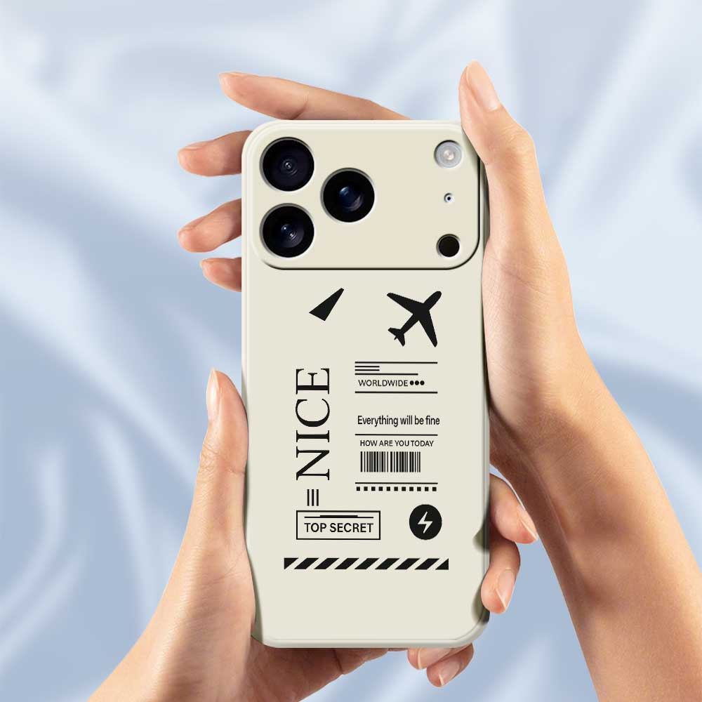 For iPhone 17 Pro Case Boarding Ticket Pattern Printing Straight Edge TPU Phone Back Cover
