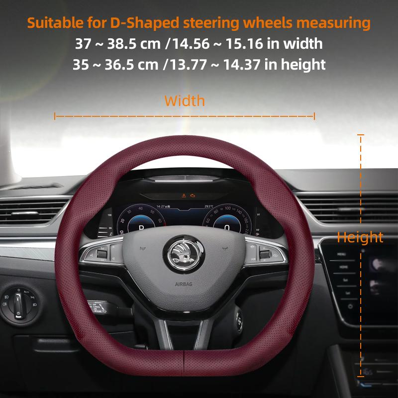 KTDJ9 Suitable for Skoda Ultra-Thin Breathable Leather Steering Wheel Cover Suitable for Octavia 2 3 A7 1 Superb Roomster A5