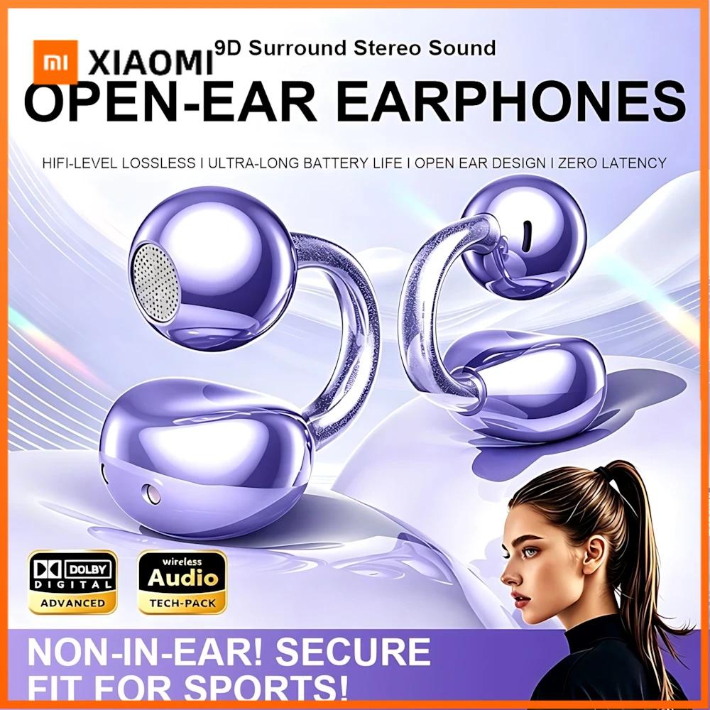 Xiaomi Open Wireless Earphone Fashion Plated Ear Clip Bluetooth Headset 9D Surround Stereo 0 Delay Long Battery Life Game Condenser Mic