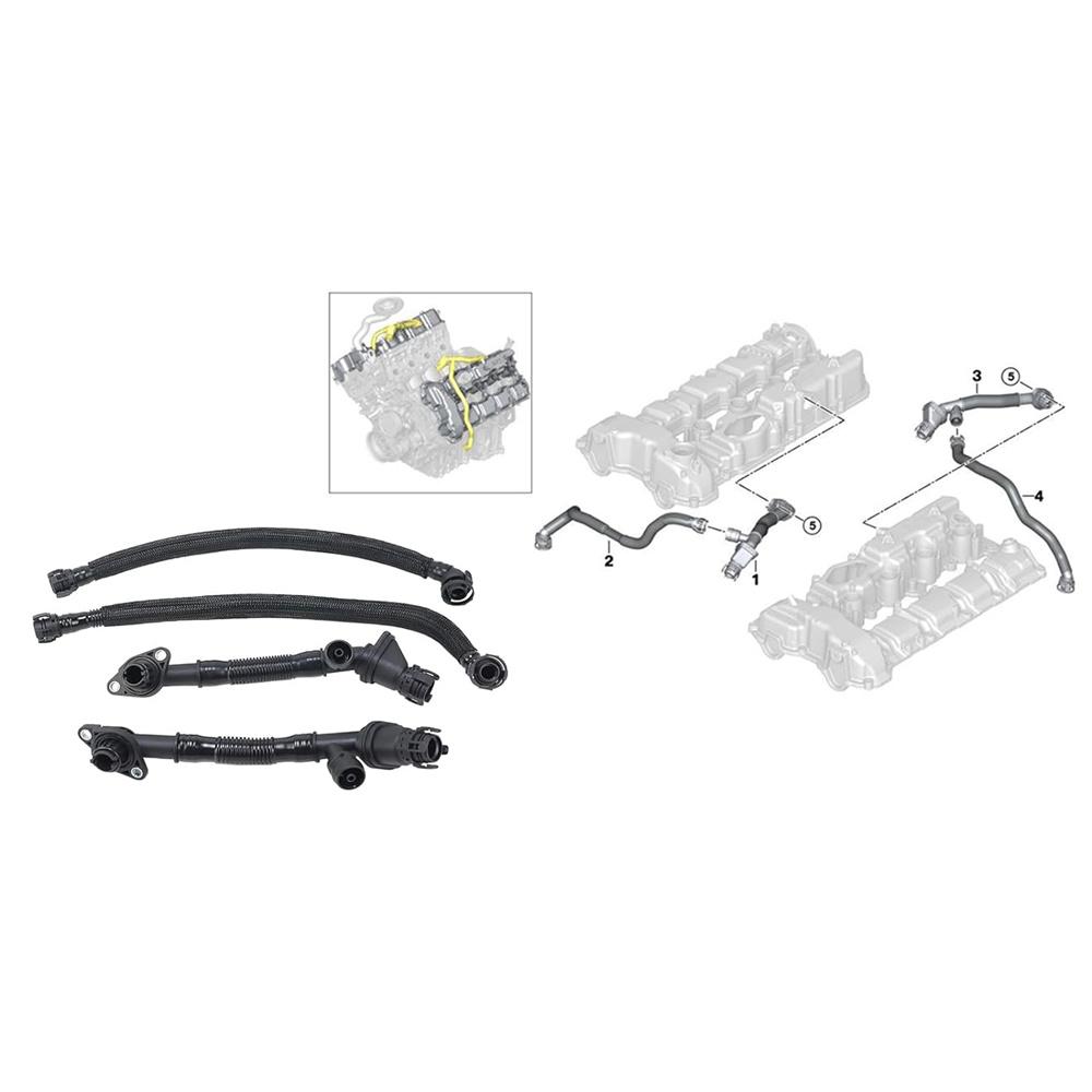 4CPS левая+правая вентиляционная труба картера 11157575641 для BMW 550i 650i 750i X5 X6
