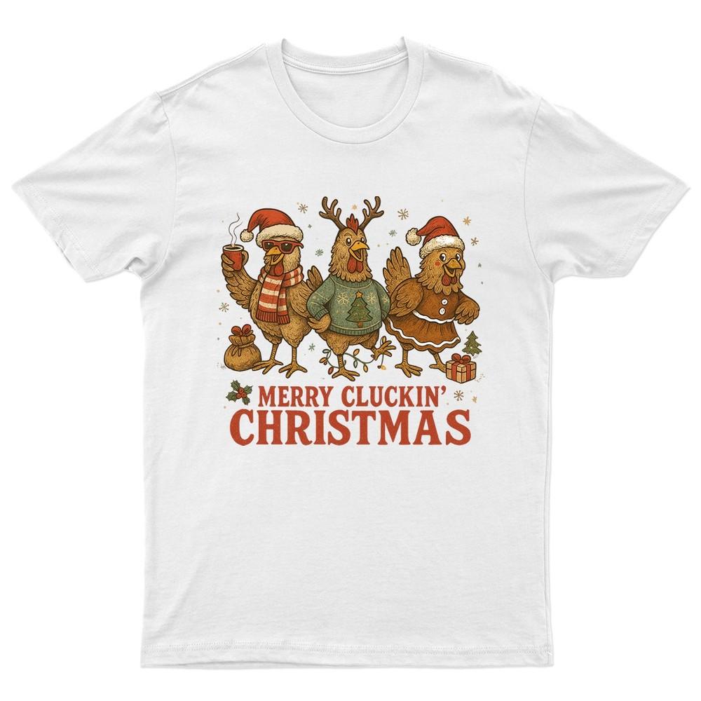Merry Cluckin Christmas Holiday TShirt Unisex Gift Retro Seasonal Funny Xmas a