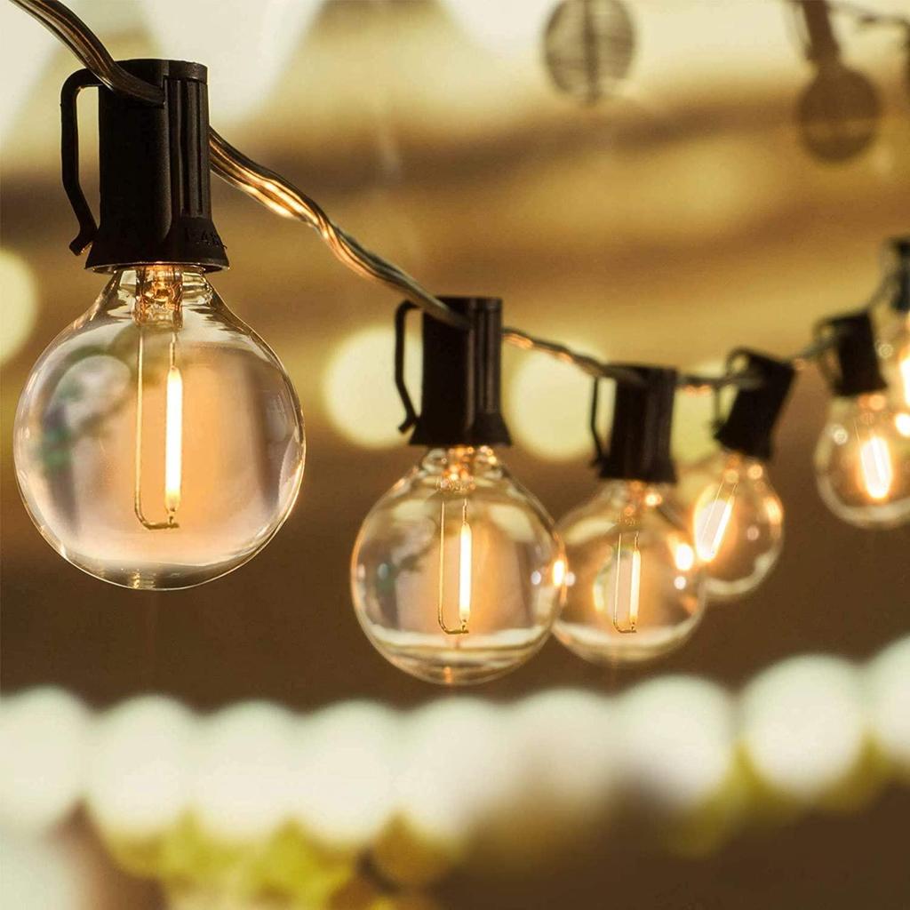 Светодиодная гирлянда 7,6 м/15 м/30 м, лампочки E12 G40, 50 светодиодов, водонепроницаемая, для улицы, сада, свадебного украшения