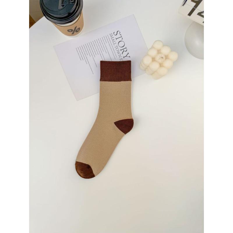 Носки до середины икры для осени и зимы, подобранные по цвету носки до середины икры, нишевые и модные женские носки