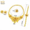 Комплект свадебных украшений из золота 24 карата в Дубае: Ожерелье, Кольцо, Серьги, Браслет
