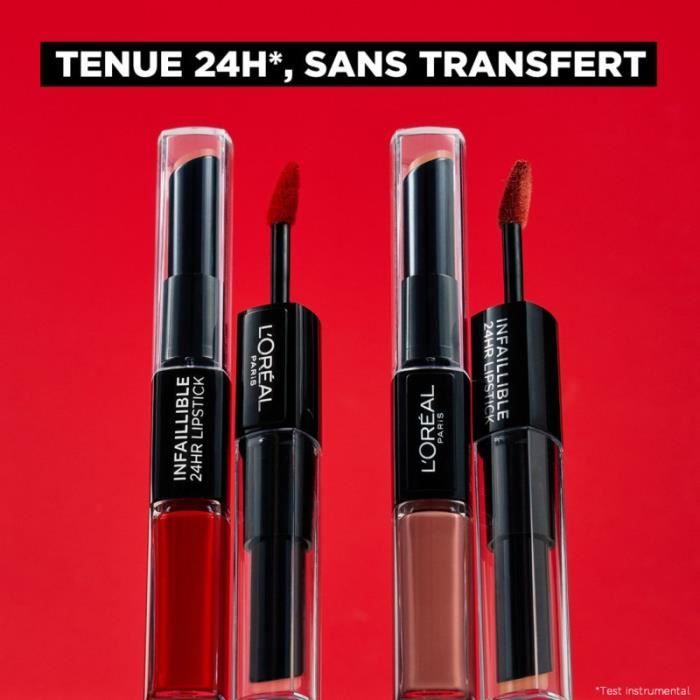 Rouge à Lèvres Infaillible Duo 24H - L'Oréal Paris - 312 Incessant Russe - Couleur Rose - Hydratant & Confort