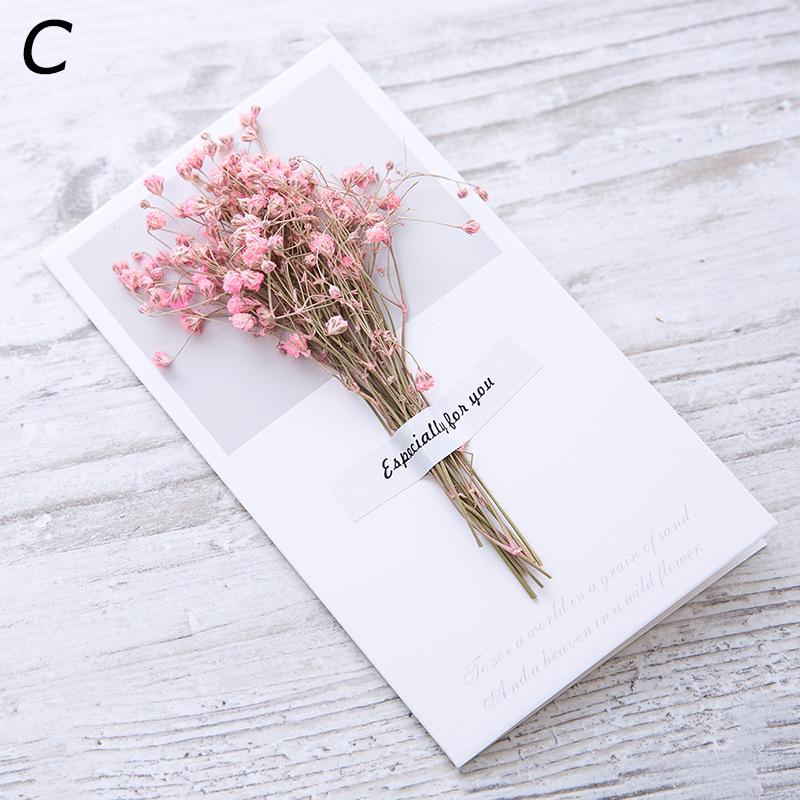 1 шт. Гипсофила Сушеные цветы Рукописная открытка с благословением Поздравительная открытка Открытка для подарка на день рождения Свадебные приглашения KTY
