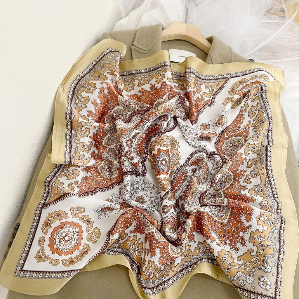 Three-dimensional Letter Printing New Small Square Scarf Accessories Silk Scarf Career Dress Neckerchief Versatile Silk Scarf