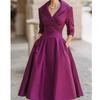 Elegant Satin Long Sleeve Dress With High Waist For Business And Street Style Women