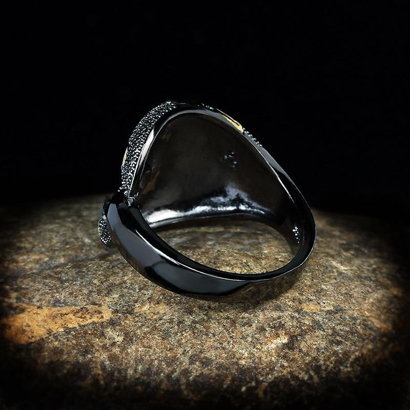 Unique Exaggerated Geometric Hollow Ring Black Gold Two-tone Zircon Ring Elegant Women's Black Gold Jewelry Party Ring AVE