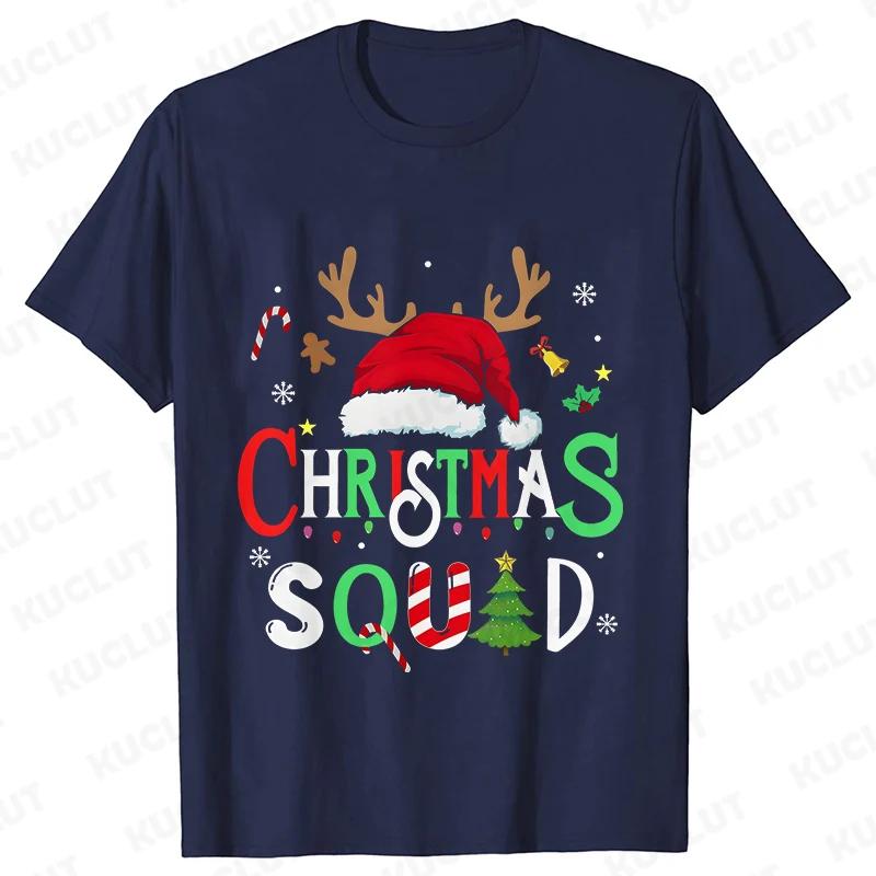 Футболка Christmas Squad Crew для женщин, хип-хоп, мягкие топы Y2k, модные повседневные футболки с принтом Санта-Клауса в стиле Харадзюку, футболки с коротким рукавом