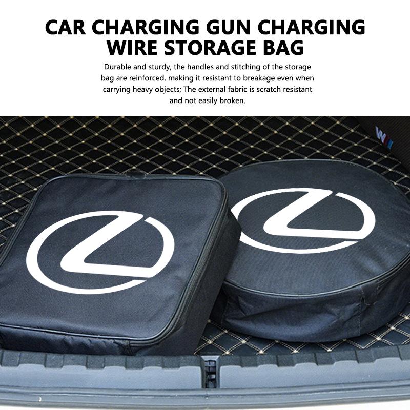 For Lexus Car Charging Cable Rechargeable Gun Storage Bag CT ES GS NX IS250 RX350 IS200 LX570 UX250h CT200h