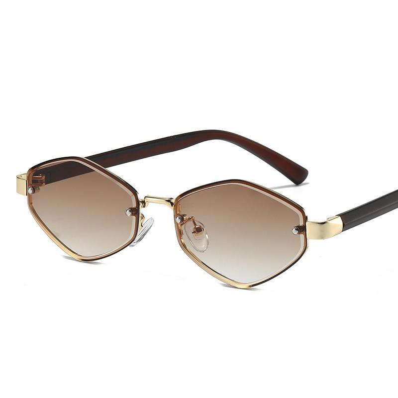 Fashion Small Polygonal Sunglasses Women Metal Rhombus Sun Glasses Ladies Hipster Sexy Cat Eye Shades Vintage