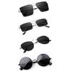 Sheomy Unisex Combo предлагает набор из 4 очков Pento Sunglasses Rectangle Retro Vintage Narrow Women::Мужские маленькие узкие квадратные солнцезащитные очки
