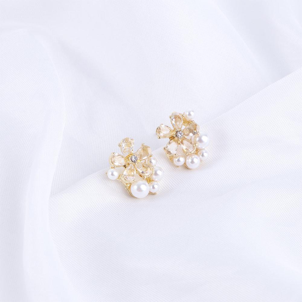 Цветочные мини-жемчужины Простые элегантные модные украшения Серьги-цветы Серьги-гвоздики с жемчугом