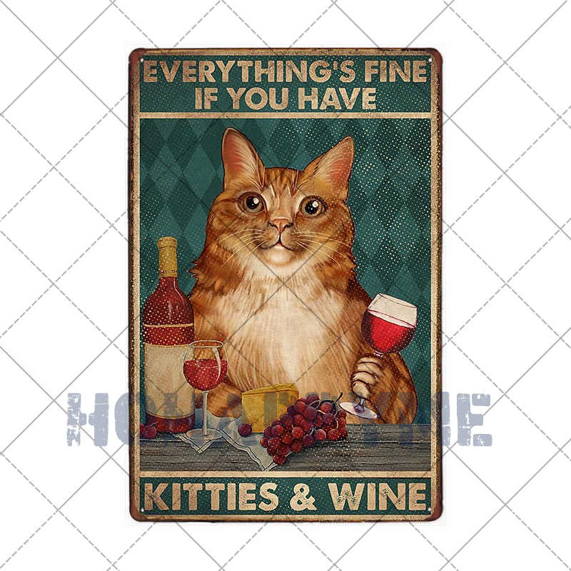 Funny Cat Vintage Metal Sign Plates Decoration House Painting Living Room Pet Shop Poster Wall Retro Decor Art Plaques 20×30cm