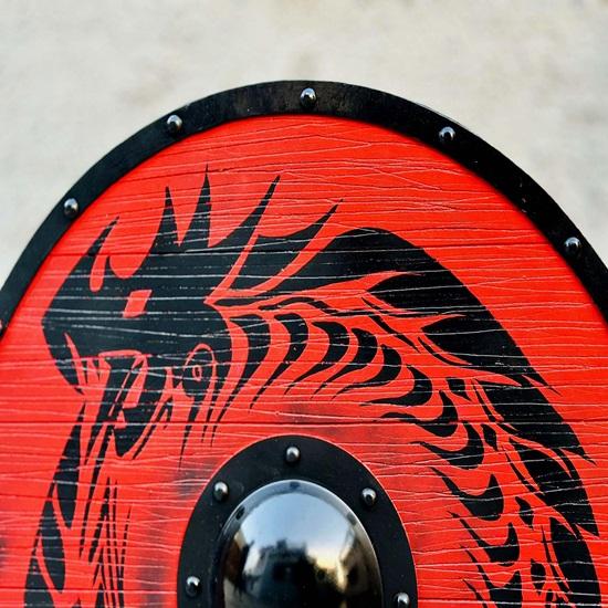 60,96 см Подлинный щит викингов Уробороса, потертый в бою, Фенрир Серый, потертый в бою, щит викингов, король, тонковолосый, потертый в бою, щит викингов