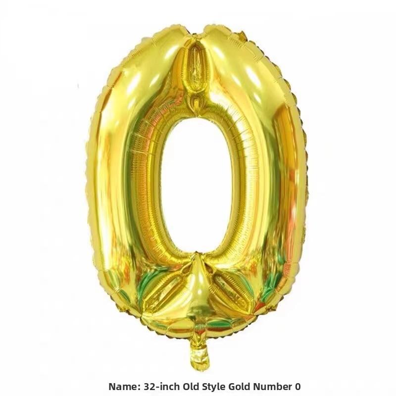 32-Inch Aluminum Foil Number Balloons Gold Silver Birthday Baby One Year Old Decorative Photography Balloons Celebration Supp...