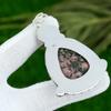 925 Silver Pear Rhodonite Stone Anniversary Daughter Bezel Boho Pendant Jewelry