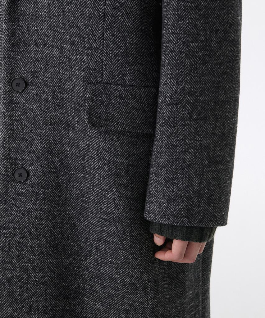 Musinsa Standard Manteco Herringbone Daddy Shoulder Single Long Coat [Dark Gray]