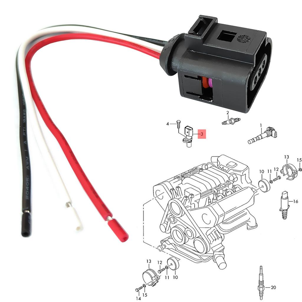2 шт. Для VW Golf Jetta Touareg Touran Amarok Passat Polo Scirocco Sharan T5 Разъем датчика положения распредвала 8K0973703