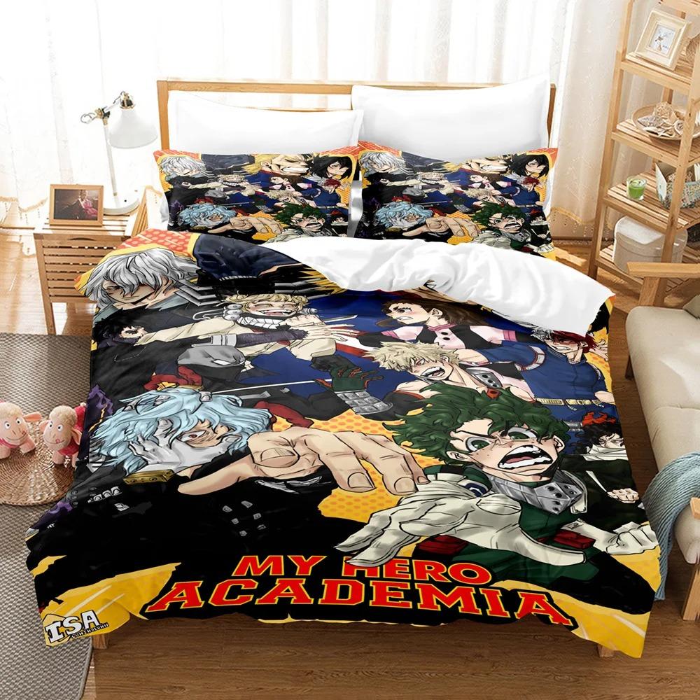 Новый комплект постельного белья My Hero Academia, мягкое постельное белье с японским аниме, односпальное, двуспальное, двуспальное, двуспальное, полноразмерное, пододеяльник, постельное белье для мальчиков-подростков