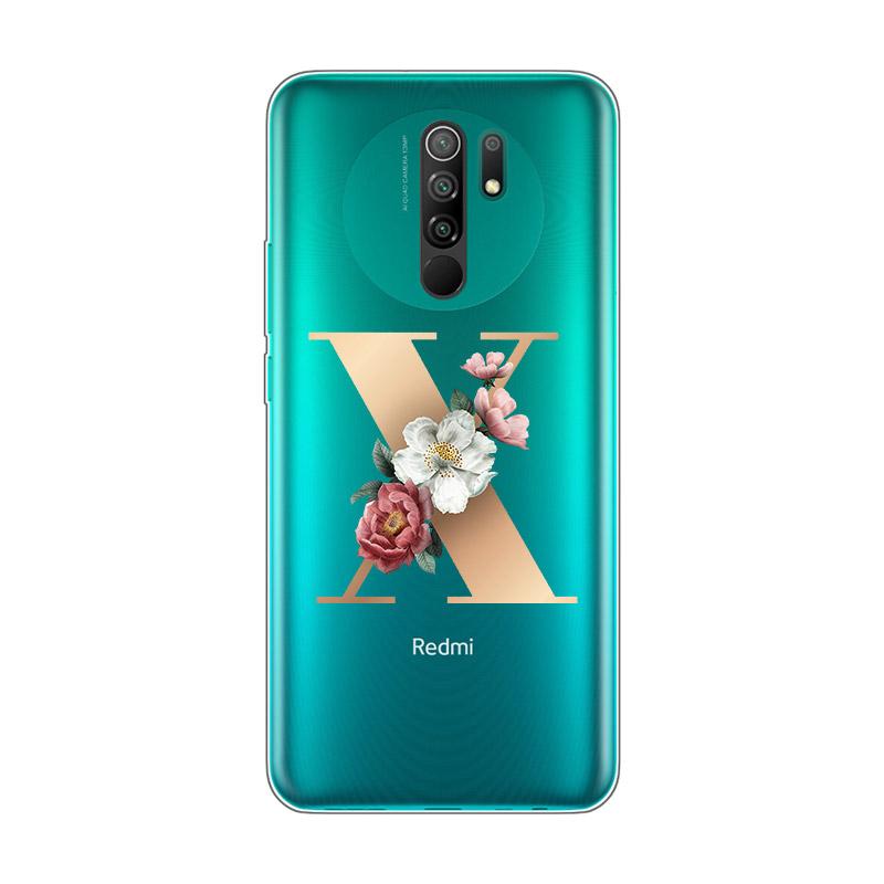 Силиконовый чехол с буквами алфавита и цветами Z для Xiaomi Redmi Note 10 10S 9 9S Pro Max 9T 8T 8 7 6 5 Pro 5A 4X 4