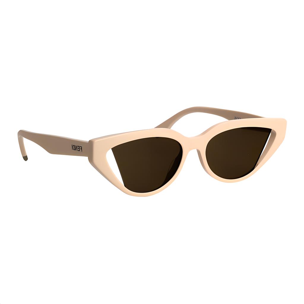 Fendi Cat Eye Sunglasses With Logo Temples Unisex sunglasses Beige FE40009I57J