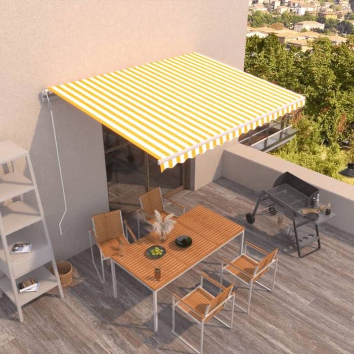 Maison Exclusive - Auvent rétractable automatique 400x350 cm Jaune et blanc