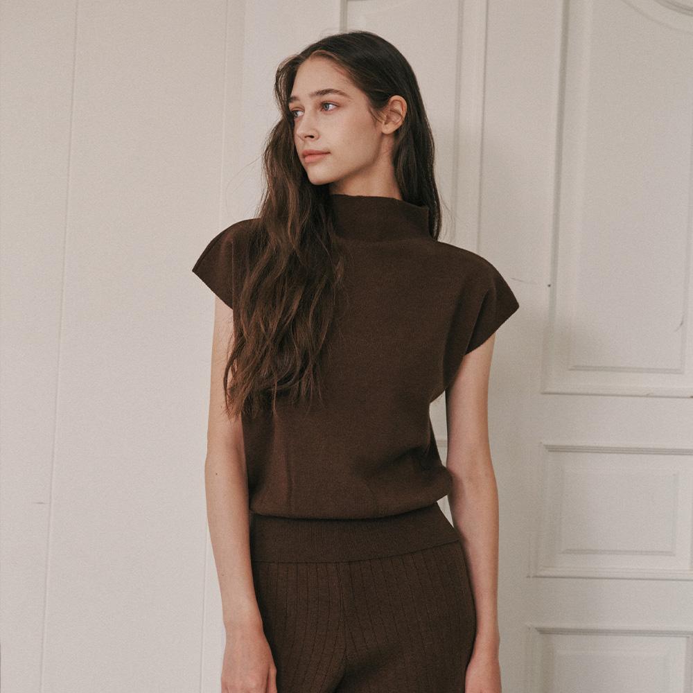 ODER Cap Sleeve Half Pullover - Brown