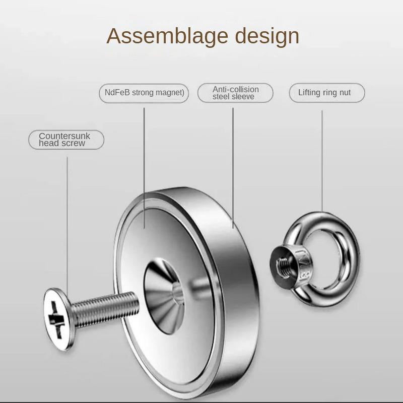 D25~D60 мм сверхпрочный неодимовый рыболовный магнит N52 сверхпрочный редкоземельный магнит с потайным отверстием рым-болт спасательный магнитный