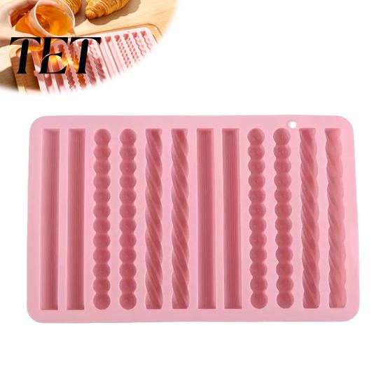 DIY Crafting Molds for Soap Silicone Twist Pretzel Mold, 12 Cavity Cake Chocolate Rod Candy Baking Tray, Compact Storage Kitchen Easy Release Ice Cube