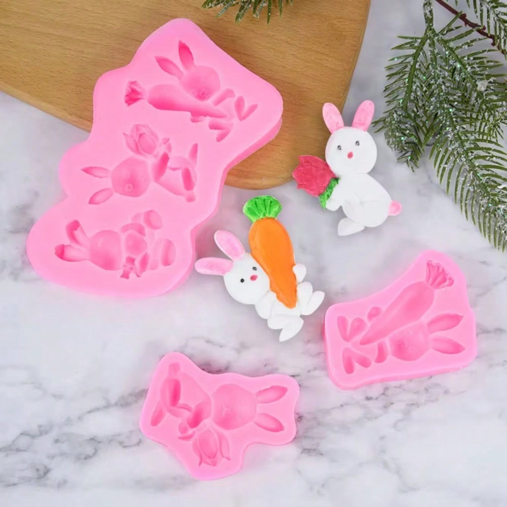 3D Мультяшный Пасхальный Кролик Силиконовая Форма DIY Форма для Мастики для Украшения Торта Топпер для Капкейка Шоколадные Аксессуары для Украшения