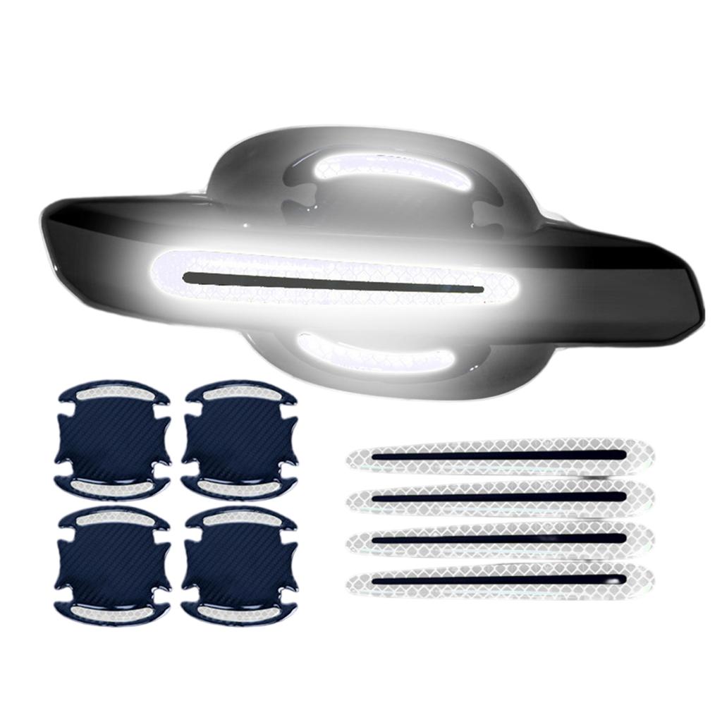 8pcs3D CarReflective Sticker Tape Reflector Fender Warning Bumper Strip Door Handle Bowl Cover Car Exterior Accessories Set
