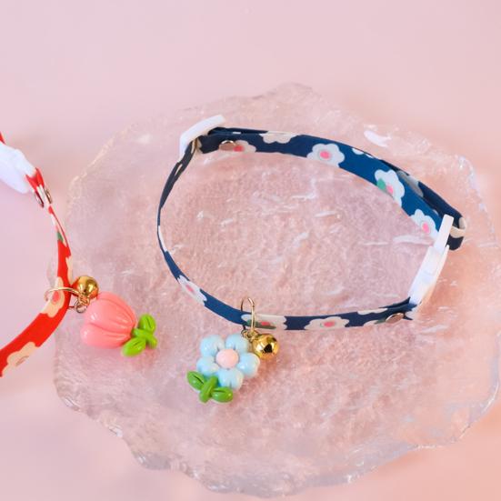 Ошейник для домашних животных, регулируемая пряжка, удобно, легко носить, милый цветочный узор, декоративный колокольчик, цветочное украшение