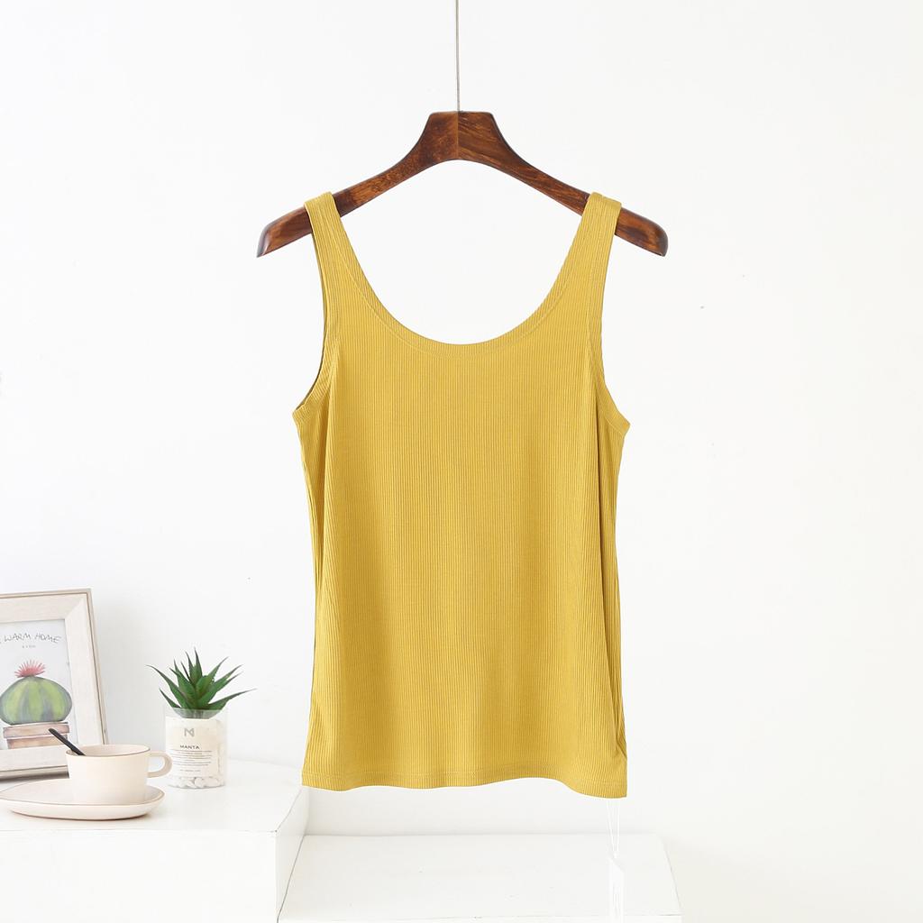 Summer Elastic Tank Tops Slim Fit U-Neck Camis Ribbed Sleeveless Base Layer Shirt Solid Color Camisole All Match