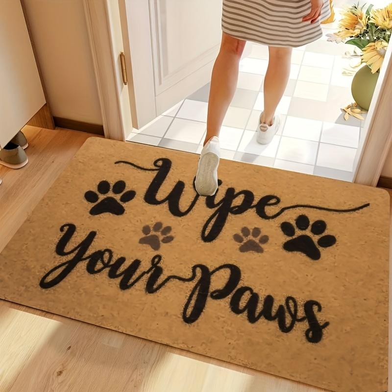 1 "Wipe Your Paws" Doormat-Durable easy to clean low lint polyester mat with paw print design for indoor outdoor entryway decor