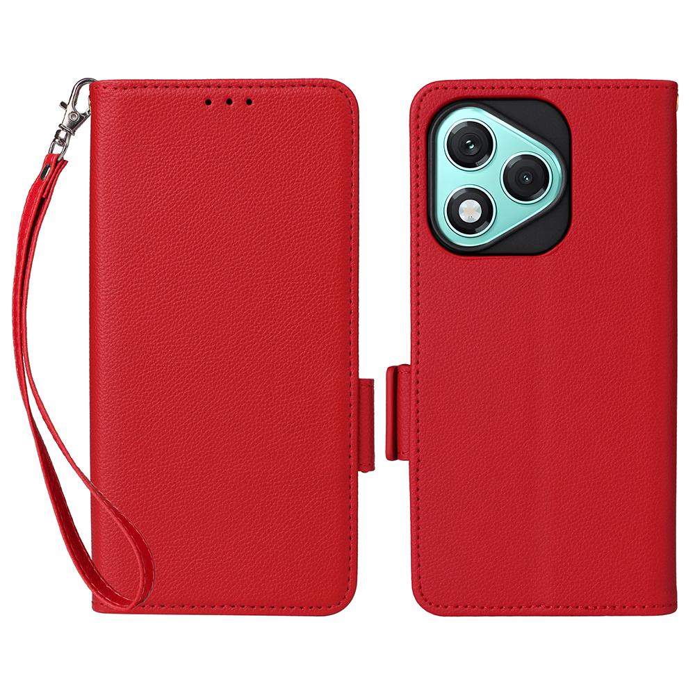 For Honor 400 Lite Case with Wrist Strap Litchi Texture PU Leather Wallet Phone Cover