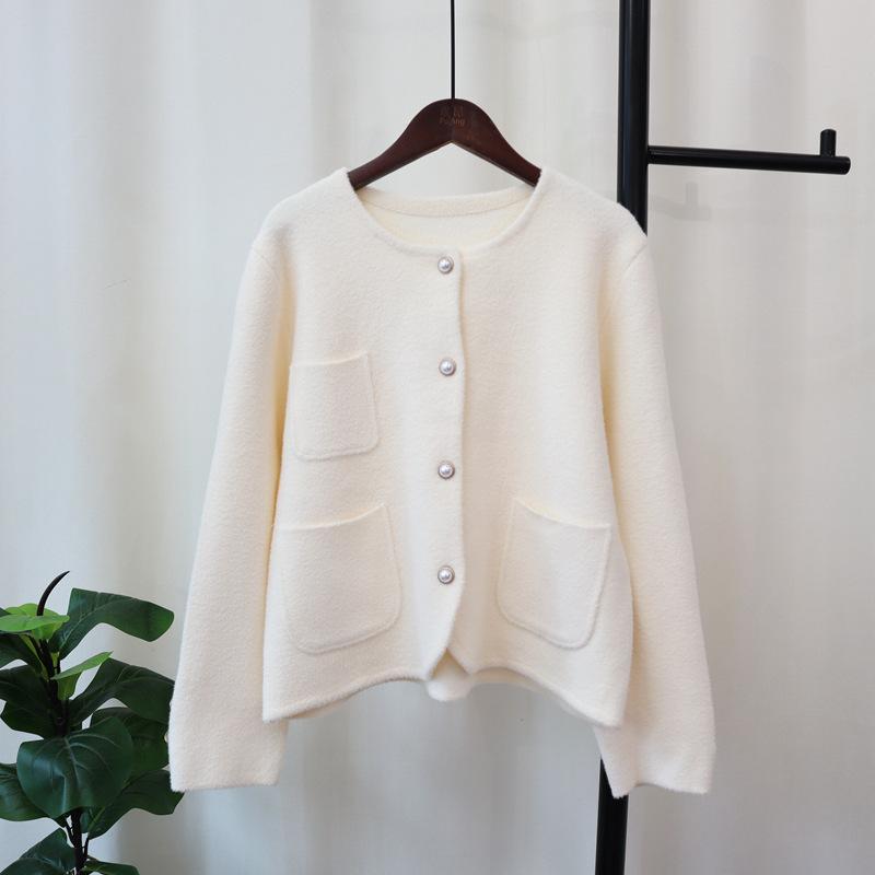 Кардиган трикотажный двусторонний с круглым вырезом, новый осенне-зимний, свободный, с темпераментом, куртка-свитер женская