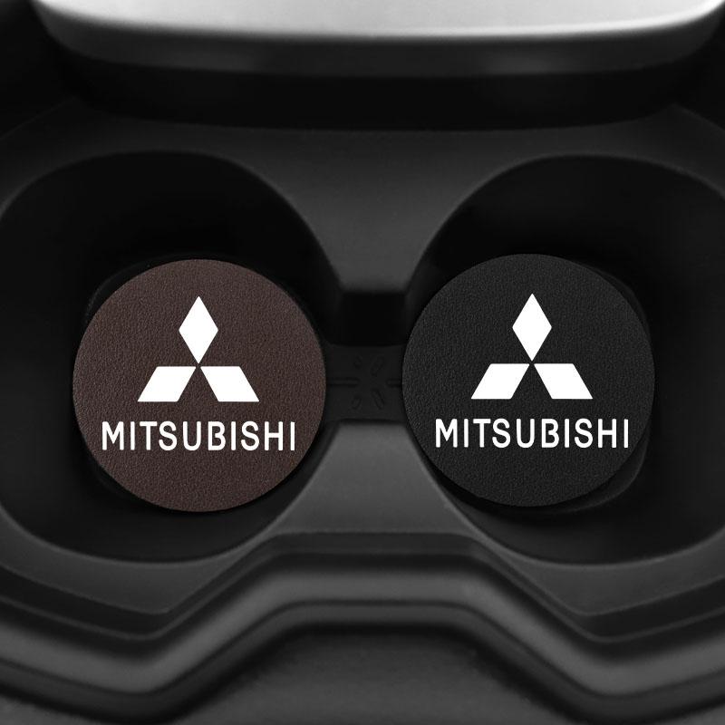 2Pcs Car Logo Silicone Water Cup Pad Cushion For Mitsubishi Lancer Ralliart ASX Mirage Pajero Xpander Attrage L200 Eclipse Cross