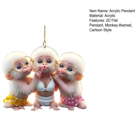 Подвеска в виде мультяшной обезьяны, 2D акриловое подвесное украшение для салона автомобиля, украшение заднего вида, очковая обезьяна