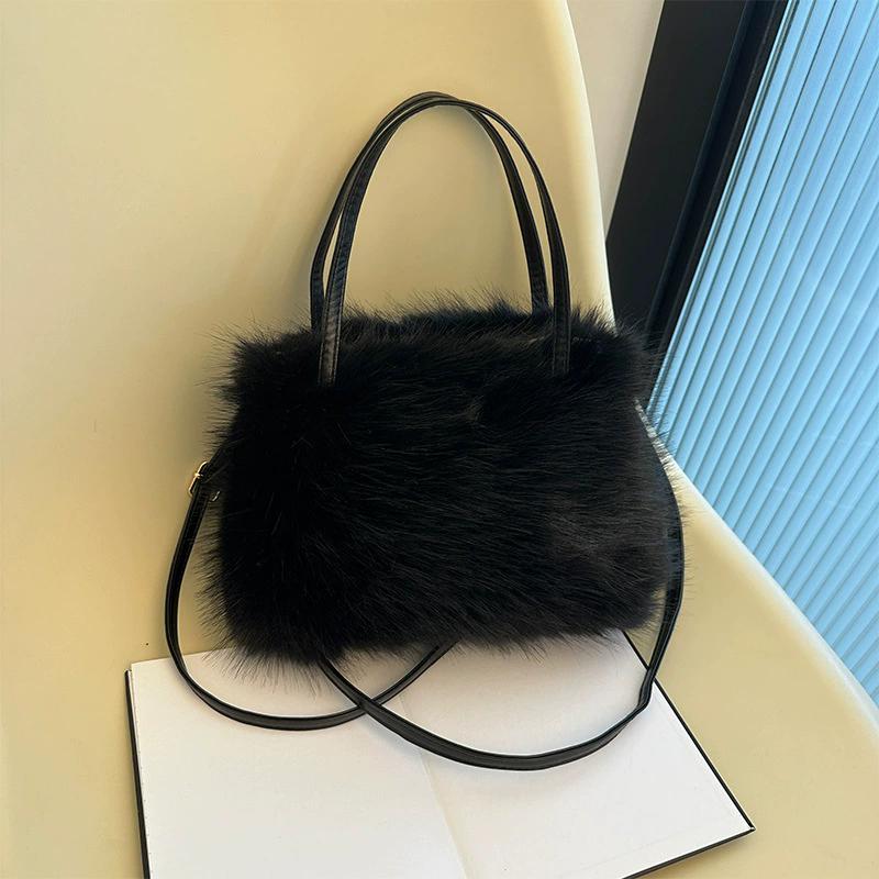 Autumn and Winter New Furry Bag Fur Crossbody Shoulder Strap Plush Bag Versatile Large Capacity Handbag for Women