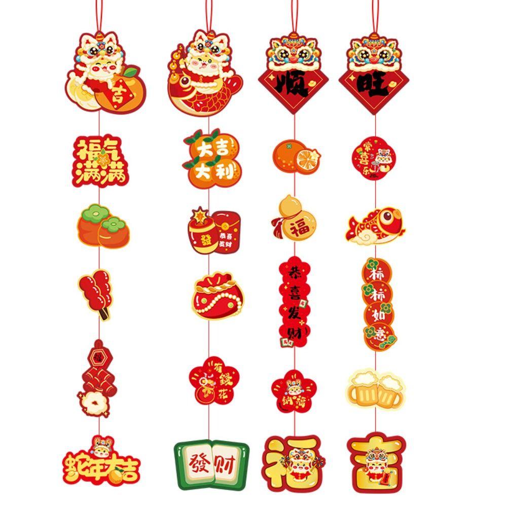 2pcs Traditional 2025 Snake Year Pendants Cute Fu Character Hanging Ornament  Bedroom Decoration