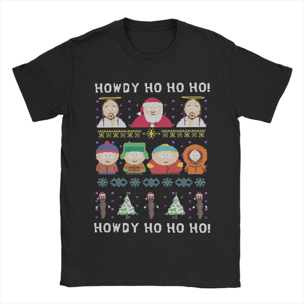 Men Mr Garrison Around The Christmas Tree South-Park T Shirts Pure Cotton Clothes Short Sleeve Crewneck Tees T-Shirts